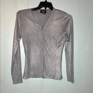 Silver Classic Knit Cardigan Sweater